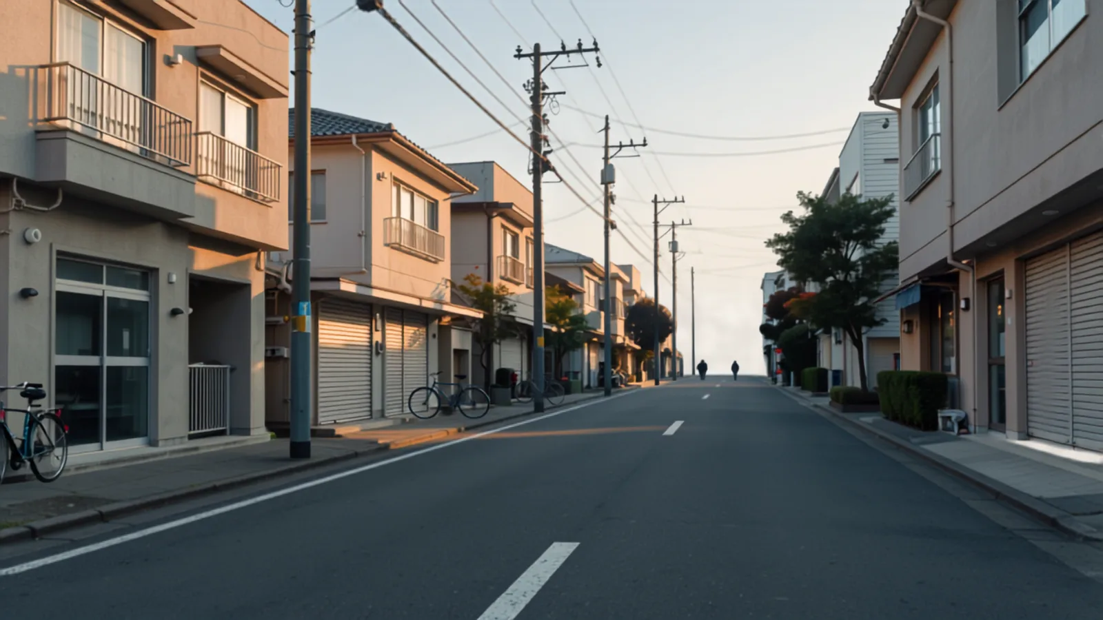 仕事が始まる前の静かな朝の街並み